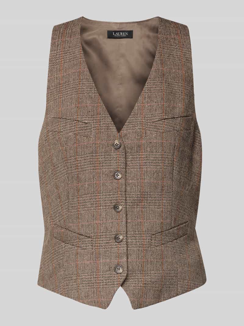 Lauren Ralph Lauren Weste mit V-Ausschnitt in Beige, Größe 40