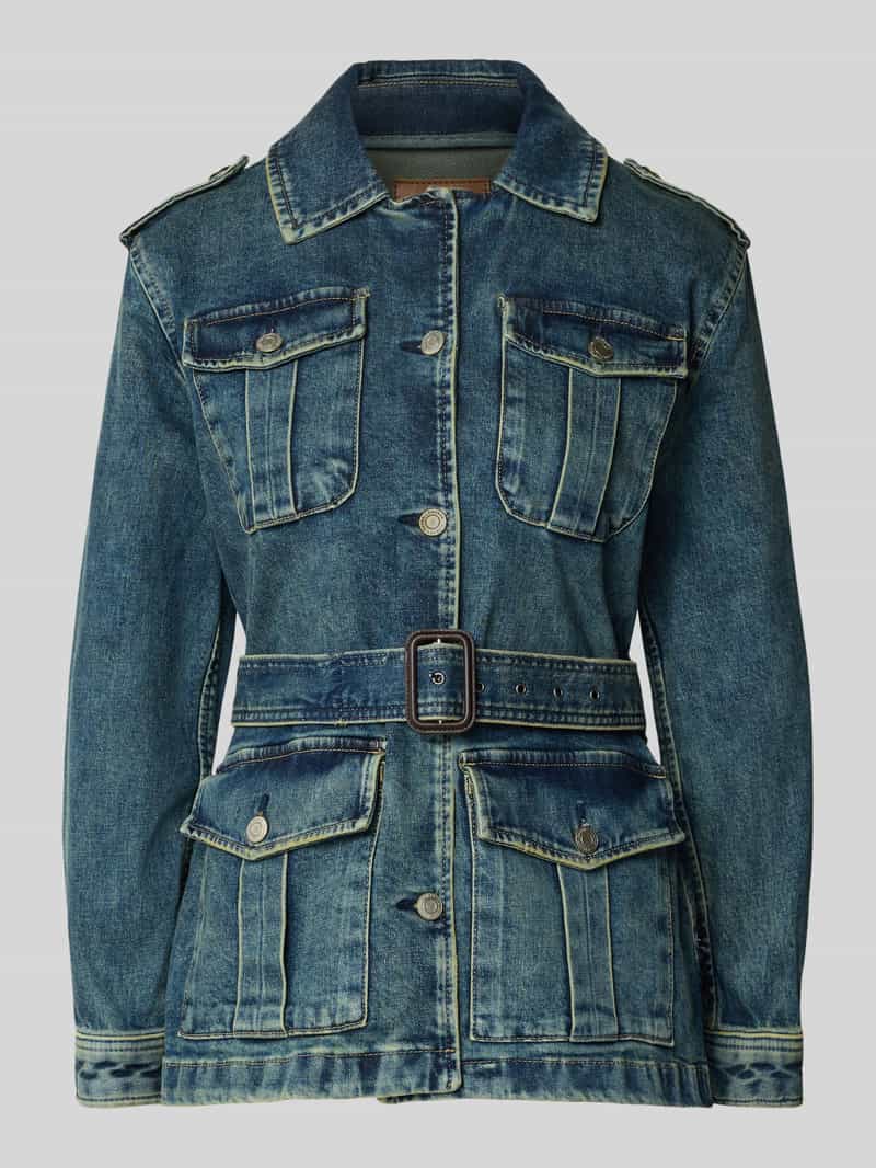 Lauren Ralph Lauren Jeansjacke aus Baumwoll-Mix mit Umlegekragen Modell 'Kufrell' in Jeansblau, Größe 36