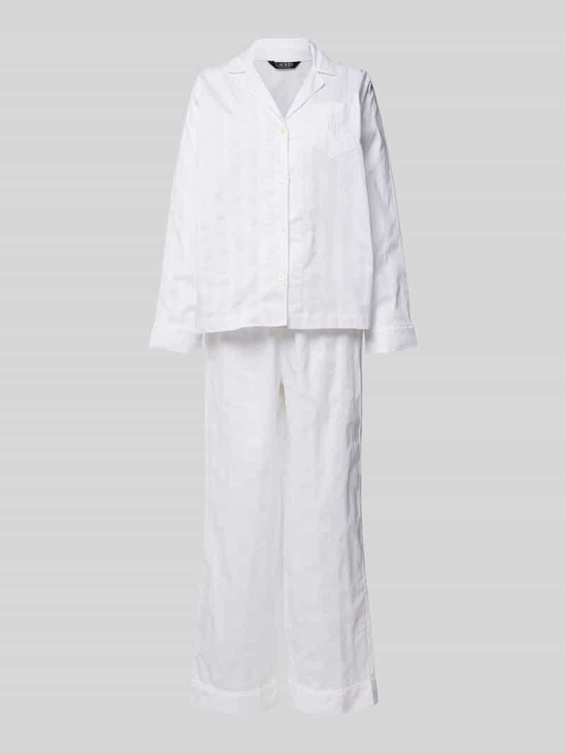 Lauren Ralph Lauren Pyjama mit Logo-Stitching in Weiss, Größe L