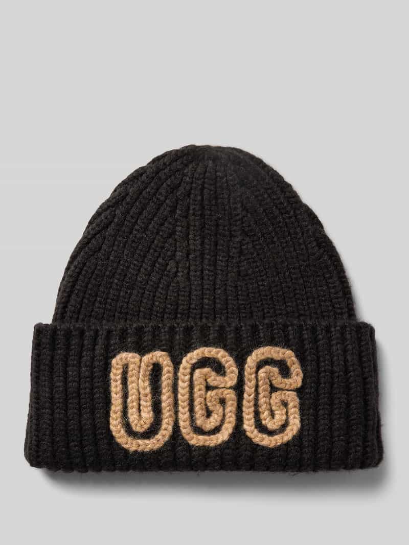 UGG Beanie mit Umschlag und Label-Stitching in Black, Größe 1