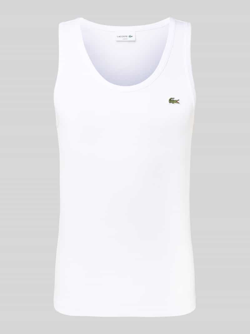 Lacoste Slim Fit Tank Top aus reiner Baumwolle in Weiss, Größe L