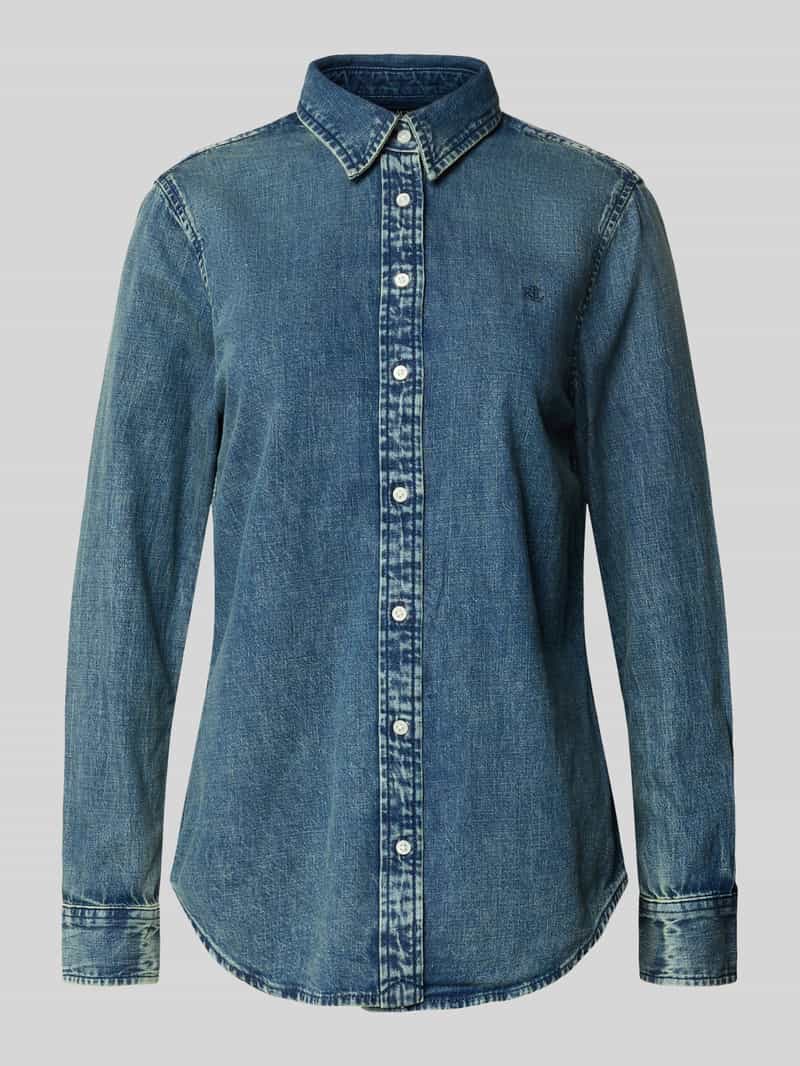 Lauren Ralph Lauren Jeansbluse mit Label-Stitching in Jeansblau, Größe XS
