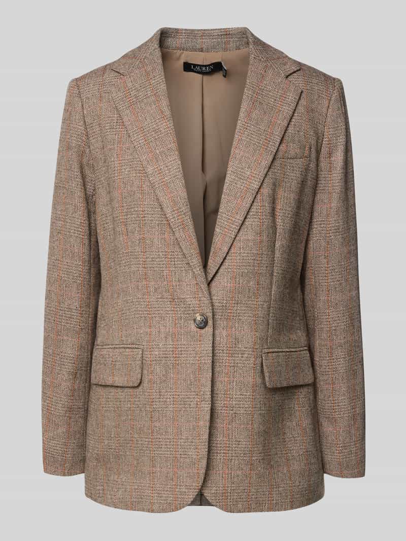 Lauren Ralph Lauren Regular Fit Blazer mit Reverskragen Modell 'WILONA' in Beige Melange, Größe 34