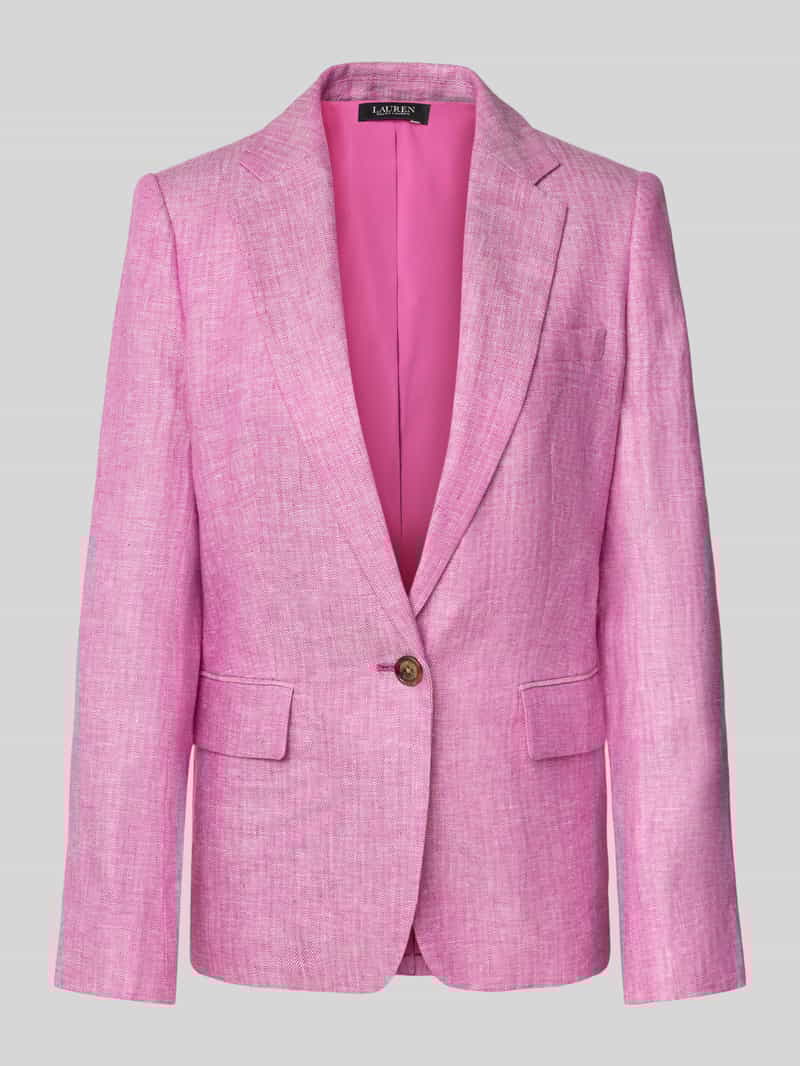Lauren Ralph Lauren Leinenblazer mit Reverskragen Modell 'BONARO' in Rosa, Größe 38