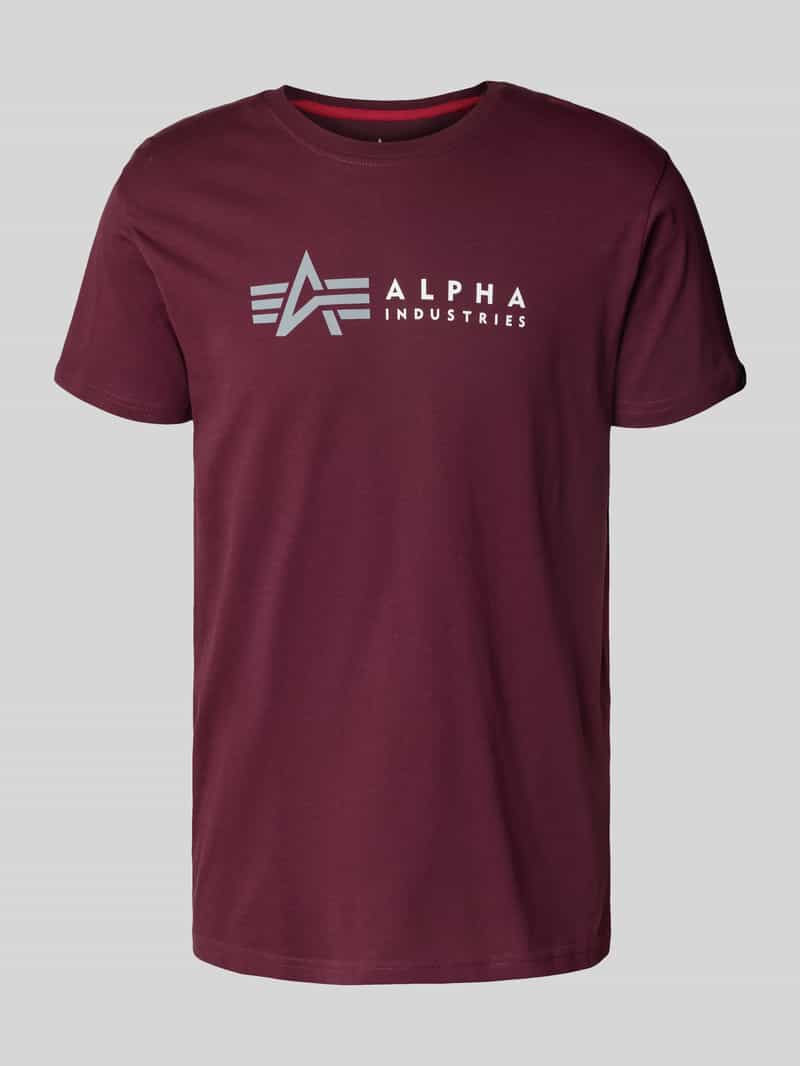 Alpha Industries T-Shirt mit Label-Print in Bordeaux, Größe L