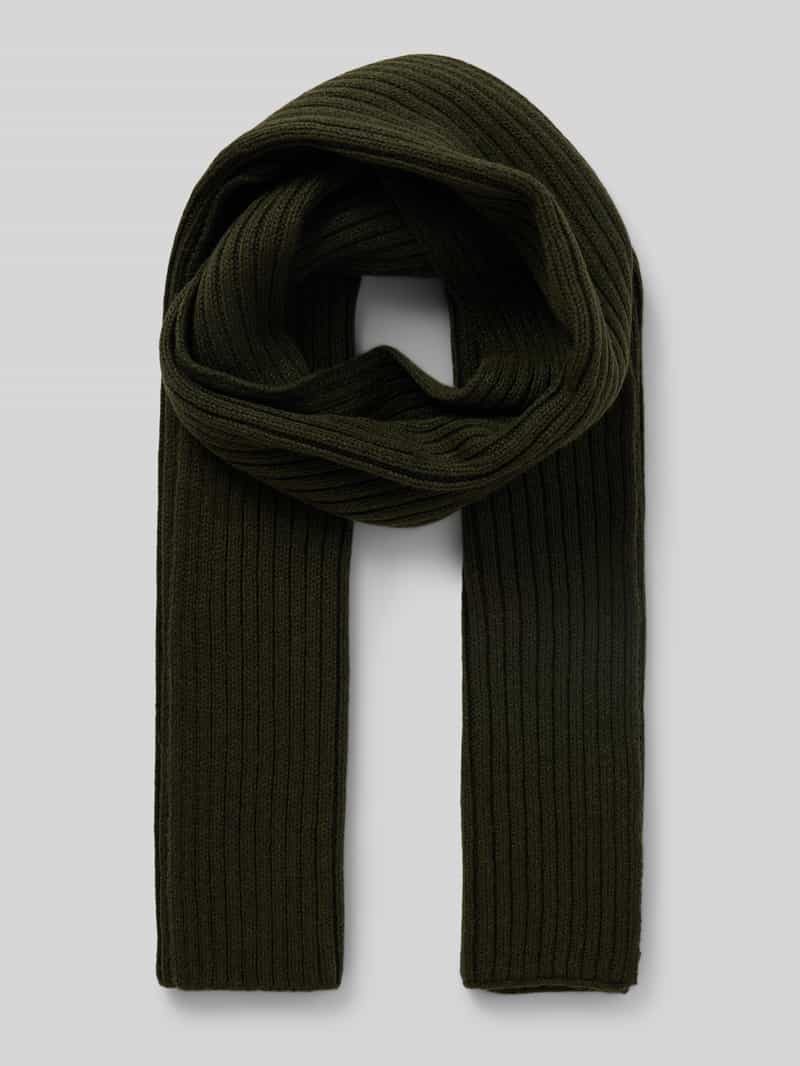 Superdry Schal aus Woll-Mix mit Label-Detail in Oliv Melange, Größe 1