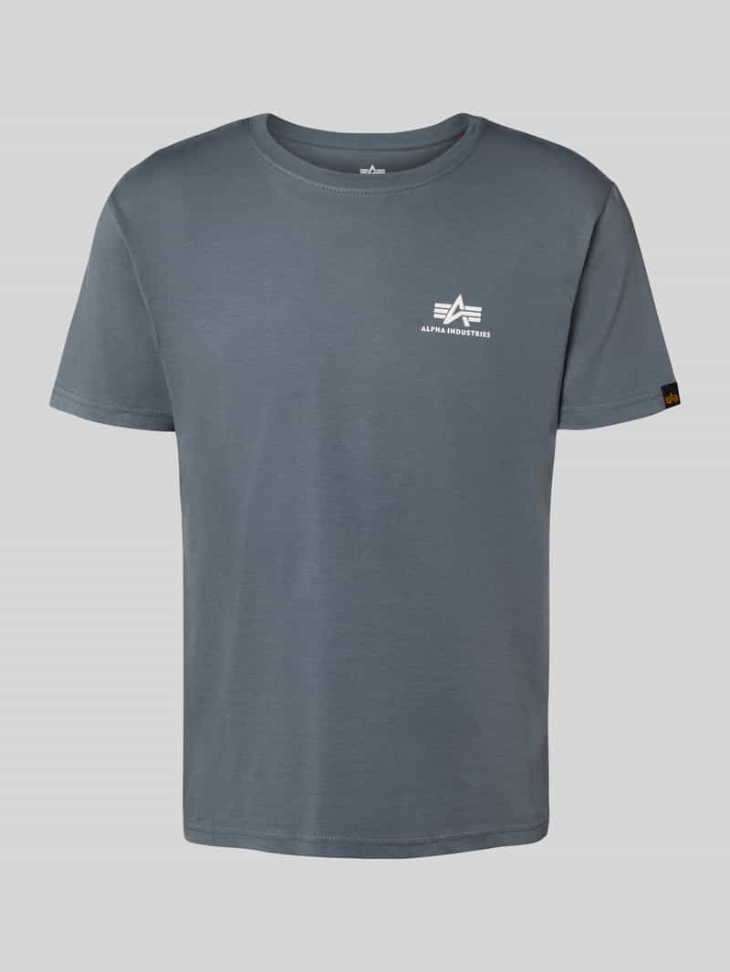Alpha Industries T-Shirt mit Label-Print und Rundhalsausschnitt in Hellblau, Größe XXL