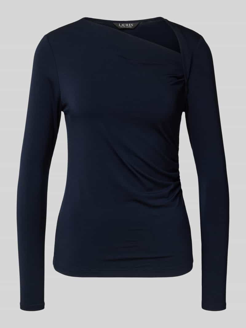 Lauren Ralph Lauren Longsleeve mit asymmetrischem Ausschnitt Modell 'MATZI' in Marine, Größe L