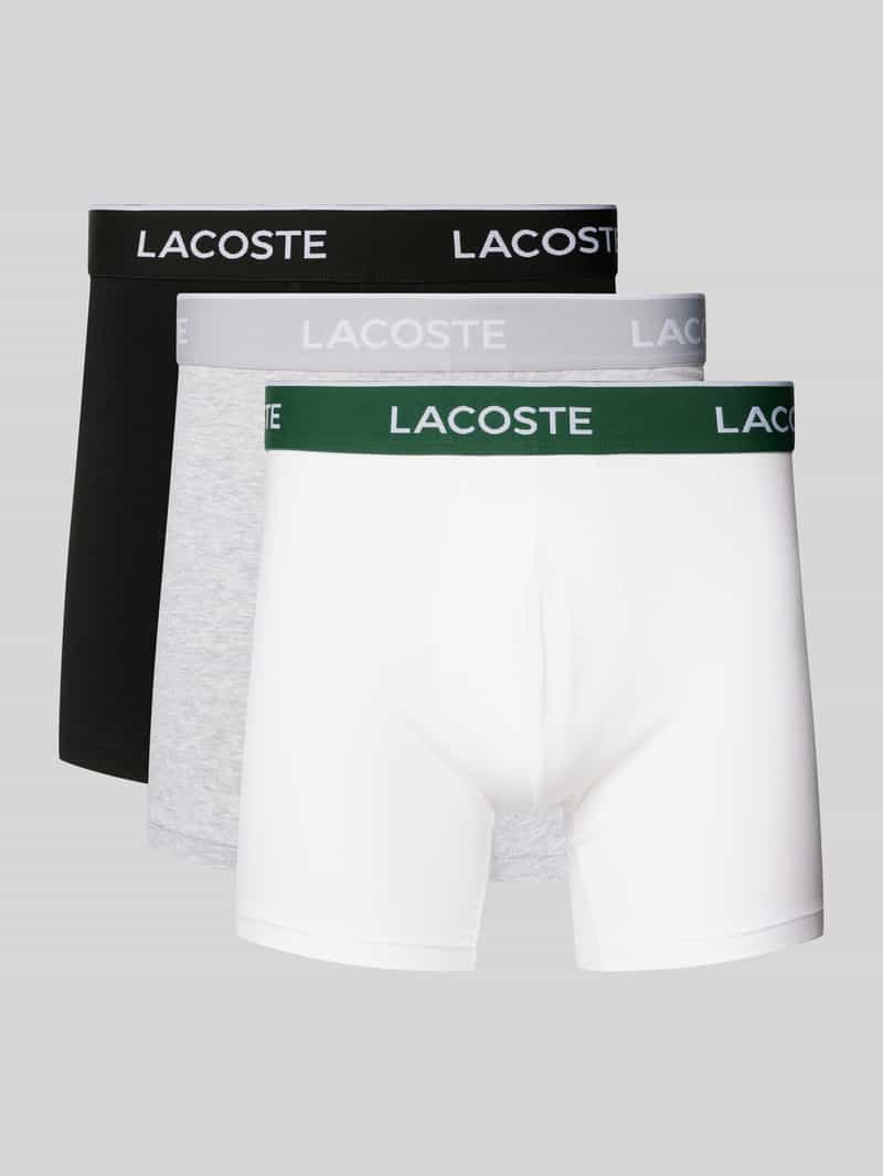 Lacoste Boxershorts mit elastischem Label-Bund im 3er-Pack in Silber Melange, Größe L