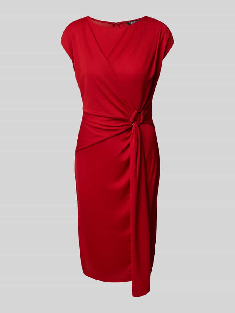 Lauren Ralph Lauren Knielanges Kleid in Wickel-Optik Modell 'Gervas' in Rot, Größe 36