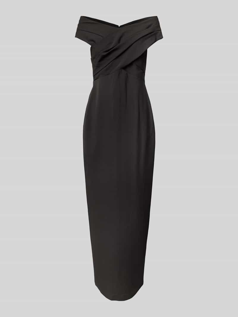 Lauren Ralph Lauren Off-Shoulder-Abendkleid mit Teilungsnaht Modell 'IRENE' in Black, Größe 38