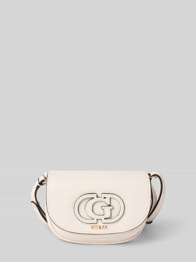 Guess Handtasche mit Label-Applikation Modell 'CALEBRA' in Ecru, Größe 1