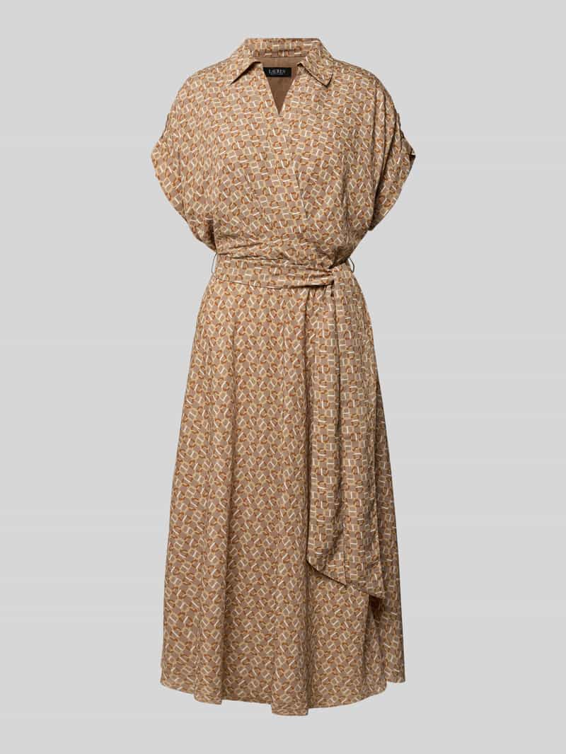 Lauren Ralph Lauren Hemdblusenkleid mit Bindegürtel Modell 'FRATILLIO' in Beige, Größe 34