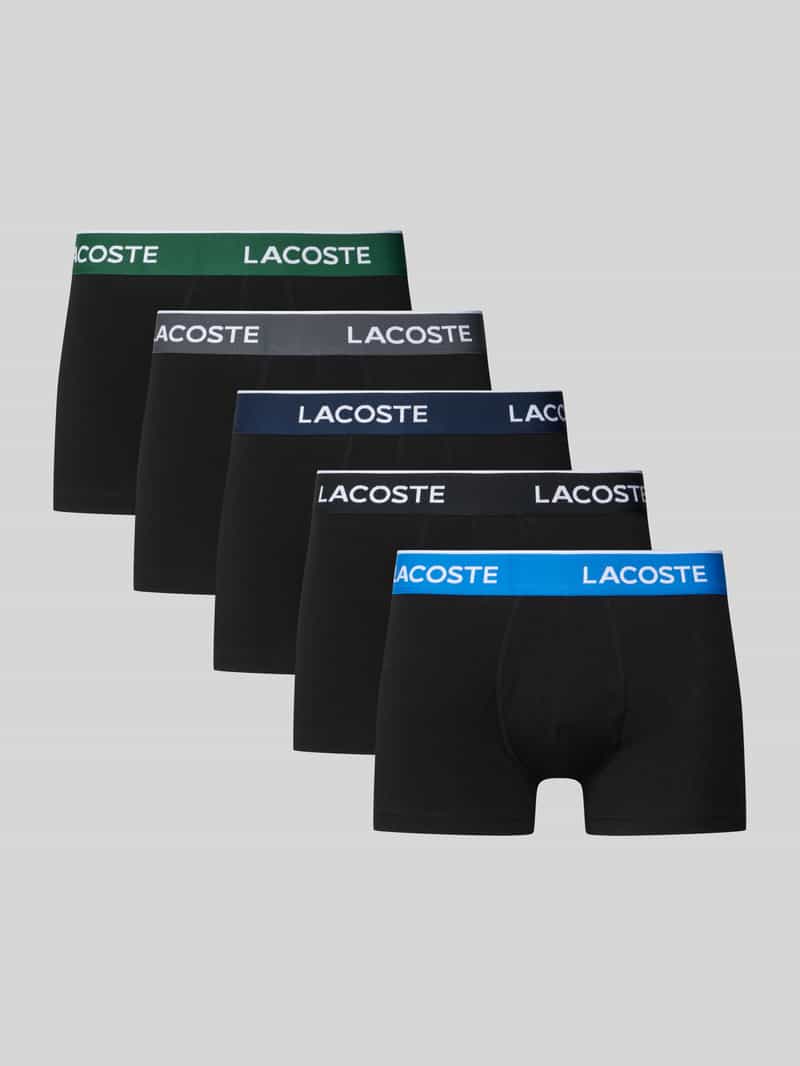Lacoste Slim Fit Trunks aus Baumwoll-Mix im 5er-Pack in Black, Größe S