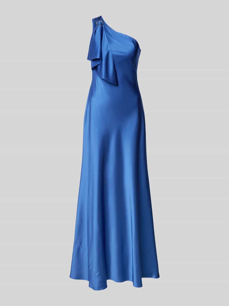 Lauren Ralph Lauren Abendkleid mit One-Shoulder-Träger Modell 'ELZIRA' in Blau, Größe 34