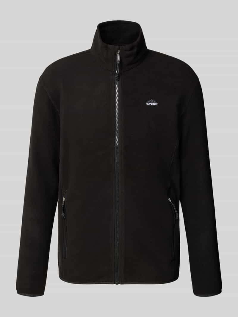 Superdry Fleecejacke mit Stehkragen in Black, Größe L