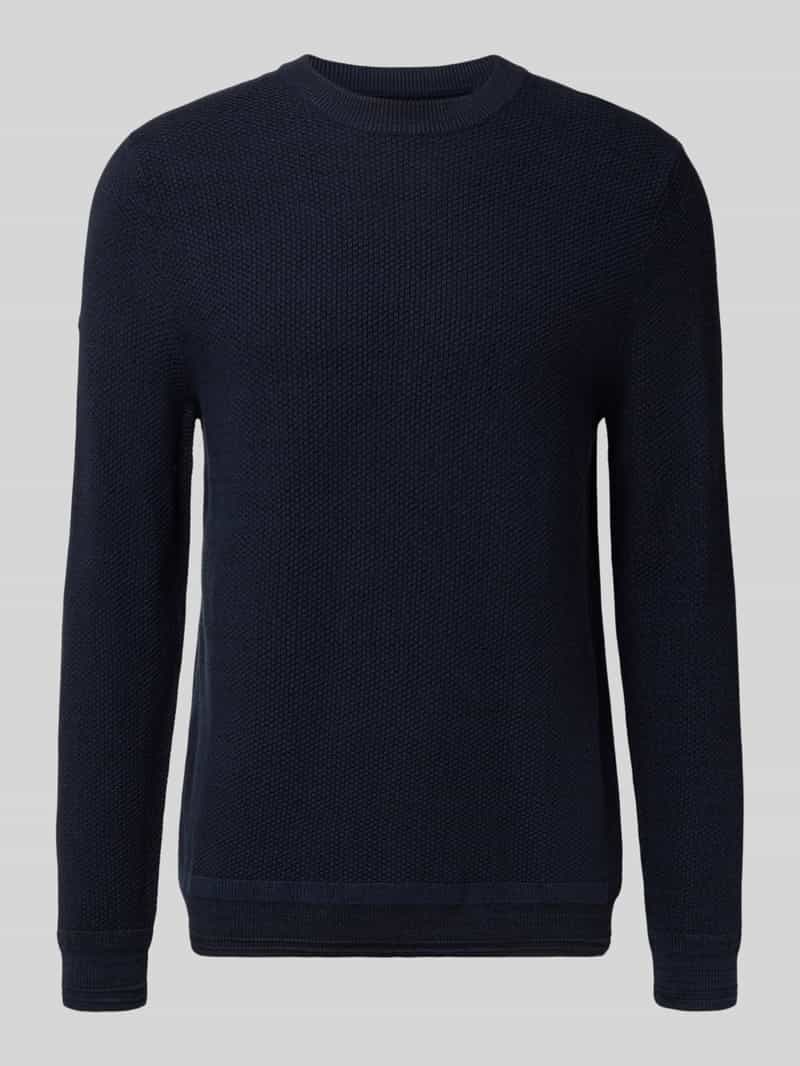 Superdry Strickpullover mit gerippten Abschlüssen in Dunkelblau, Größe XXL