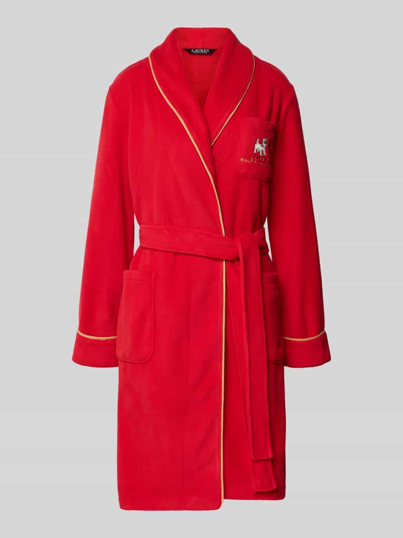 Lauren Ralph Lauren Bademantel mit Label-Stitching in Rot, Größe L