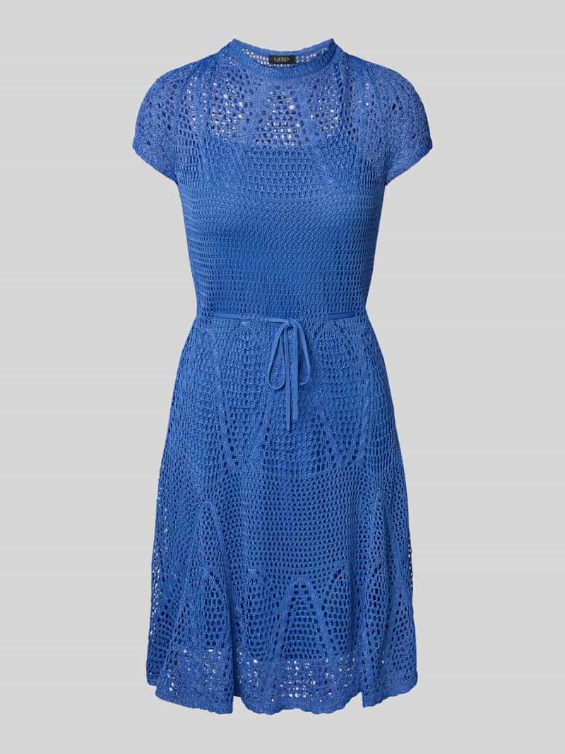 Lauren Ralph Lauren Knielanges Kleid aus Viskose mit Bindegürtel Modell 'JURRIN' in Hellblau, Größe L