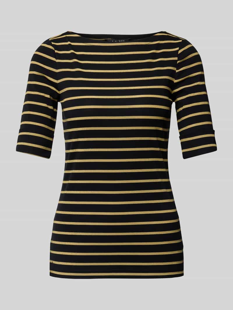 Lauren Ralph Lauren T-Shirt mit U-Boot-Ausschnitt Modell 'JUDY' in Gold Melange, Größe L