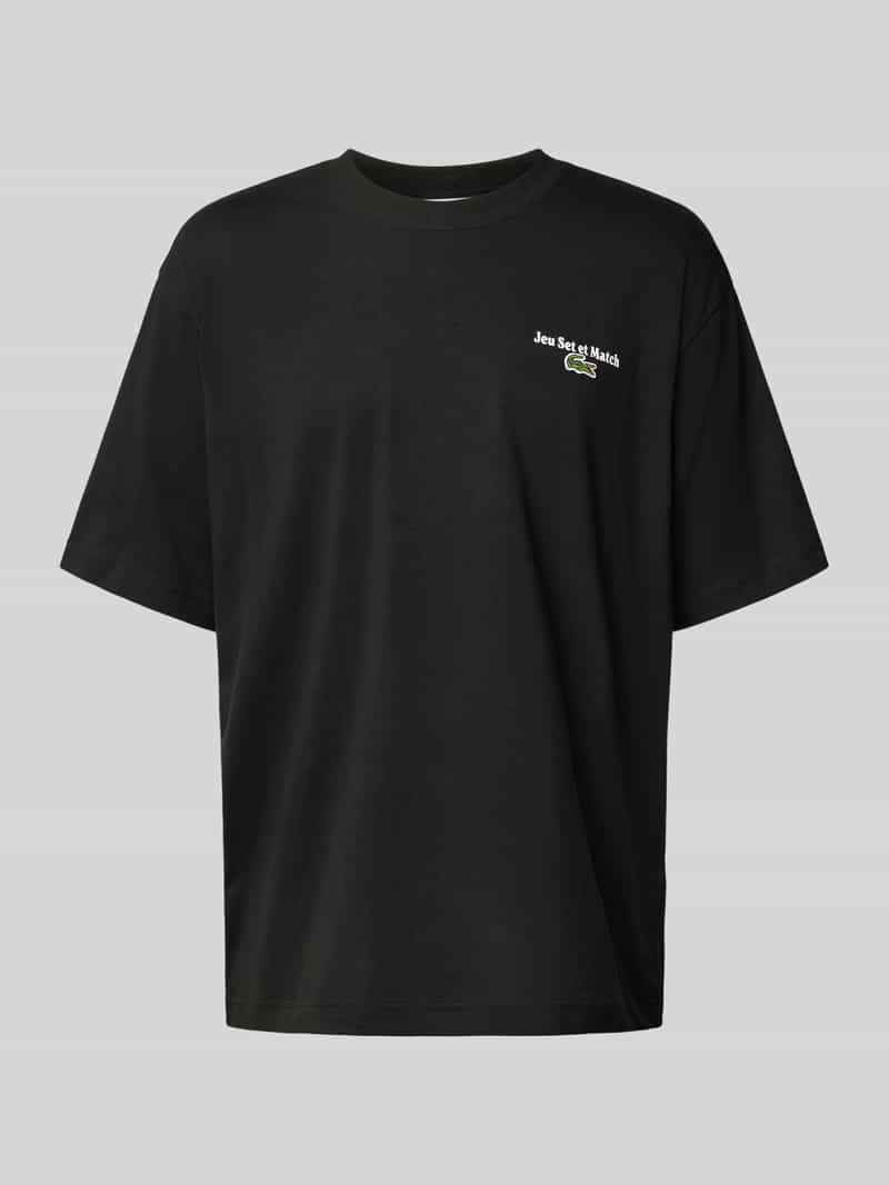 Lacoste Loose Fit T-Shirt aus reiner Baumwolle in Black, Größe L