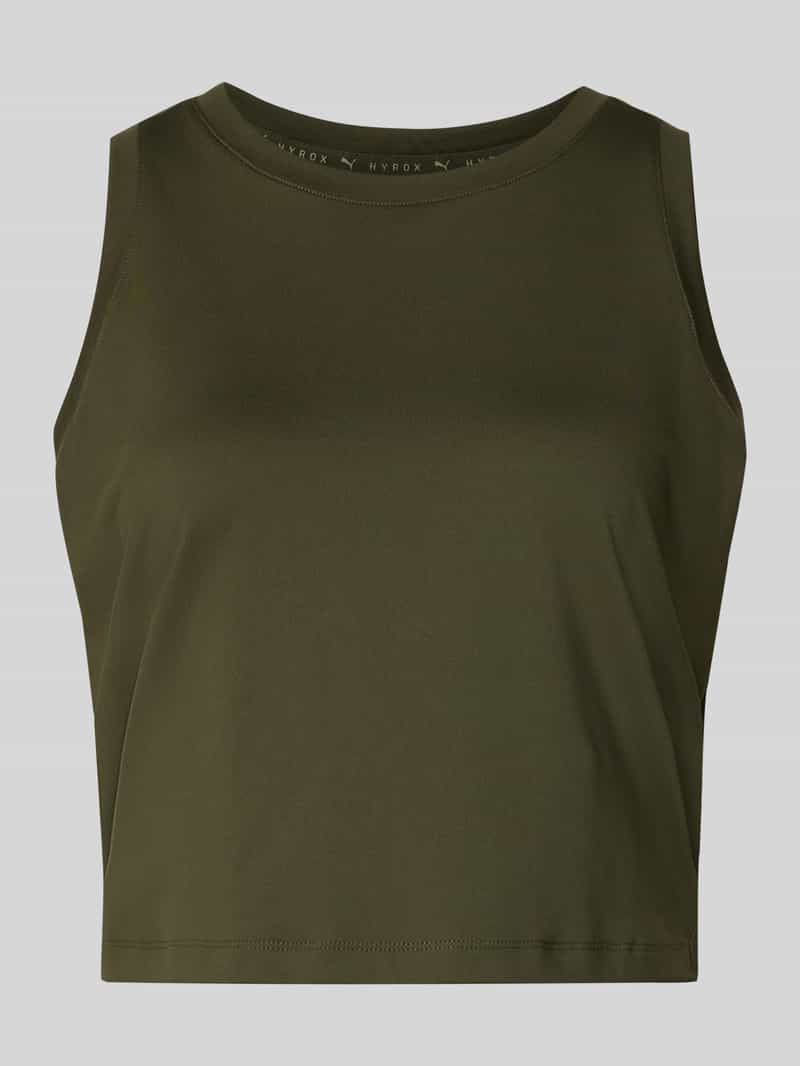 PUMA PUMA x HYROX - Crop Top mit geripptem Rundhalsausschnitt in Oliv, Größe L
