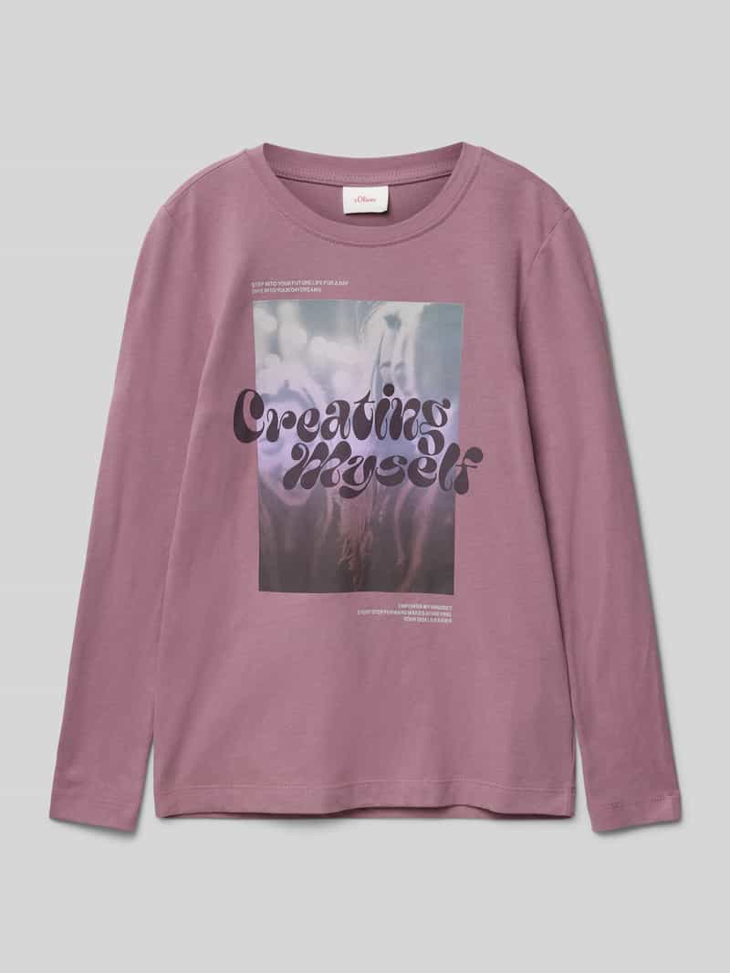 Regular Fit Langarmshirt aus reiner Baumwolle mit Foto-Print