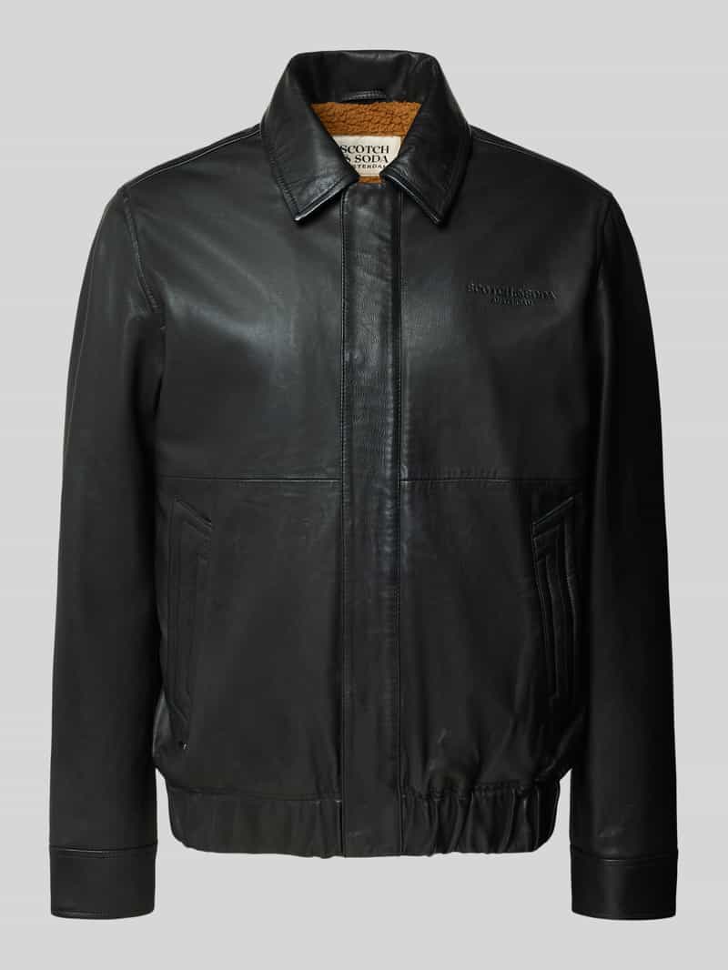 Regular Fit Lederjacke aus echtem Schafsleder mit Umlegekragen