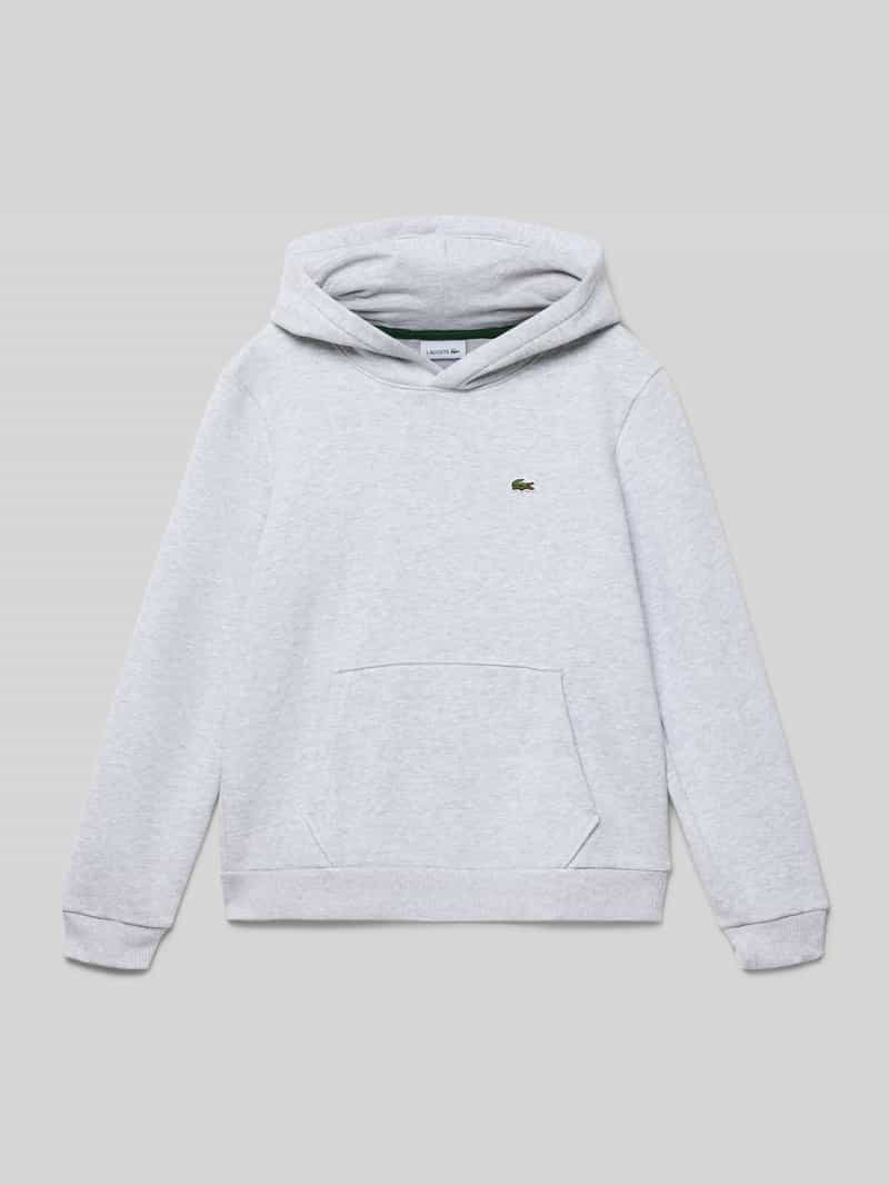 Lacoste Loose Fit Hoodie aus Baumwoll-Mix in Mittelgrau Melange, Größe 152