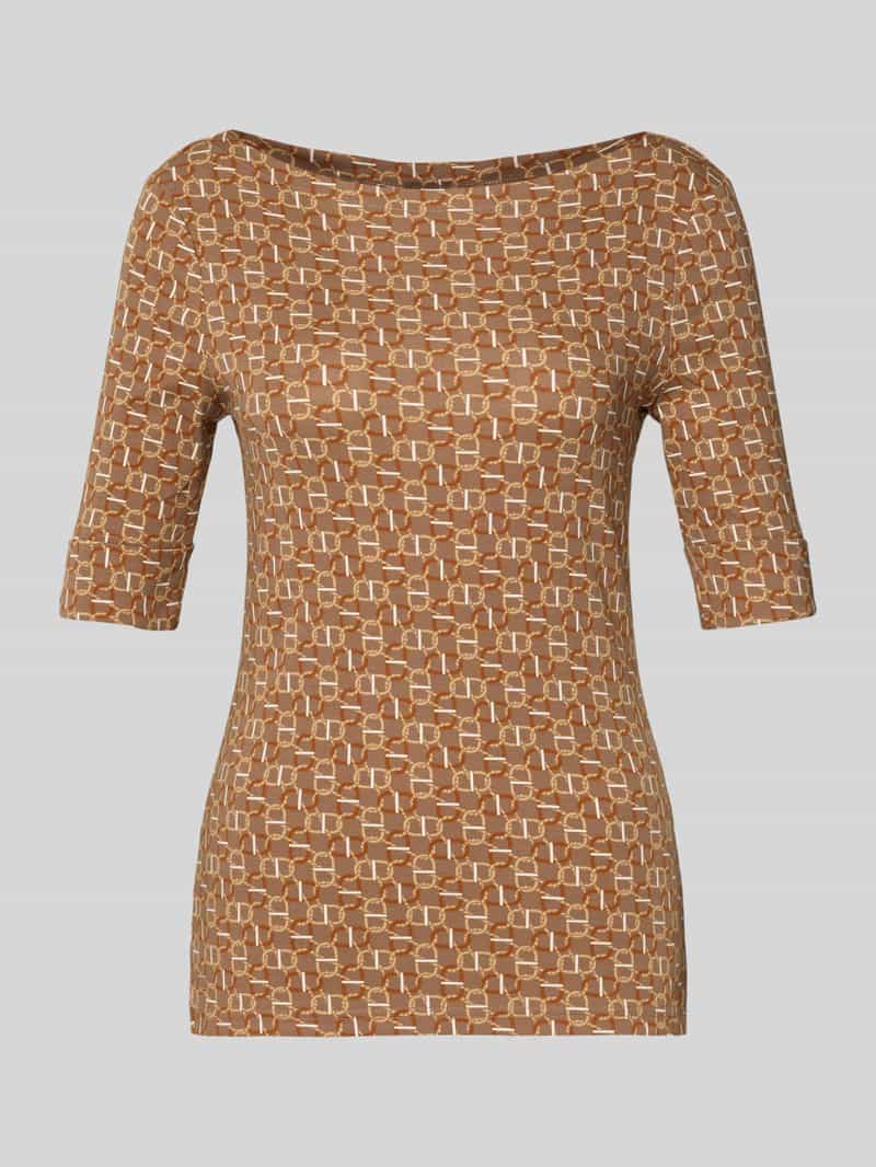 Lauren Ralph Lauren T-Shirt mit Rundhalsausschnitt Modell 'JUDY' in Beige, Größe L