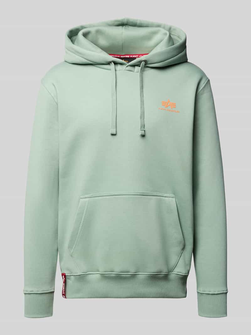 Alpha Industries Hoodie mit Logo und Känguru-Tasche in Mint, Größe L