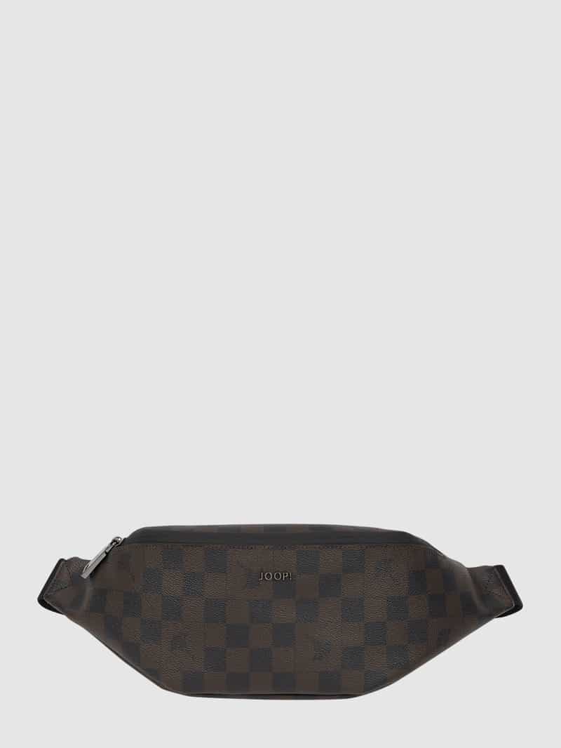 JOOP! Collection Bauchtasche mit Allover-Logo-Muster Modell 'Piazza Leo' in Dunkelbraun, Größe 1