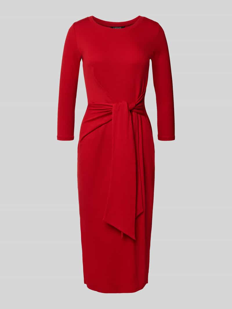 Lauren Ralph Lauren Midikleid mit Knotendetail Modell 'IMALAH' in Rot, Größe L