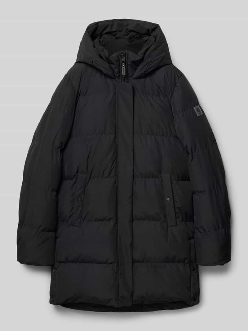 Regular Fit Winterjacke in Stepp-Optik mit Logo-Applikation