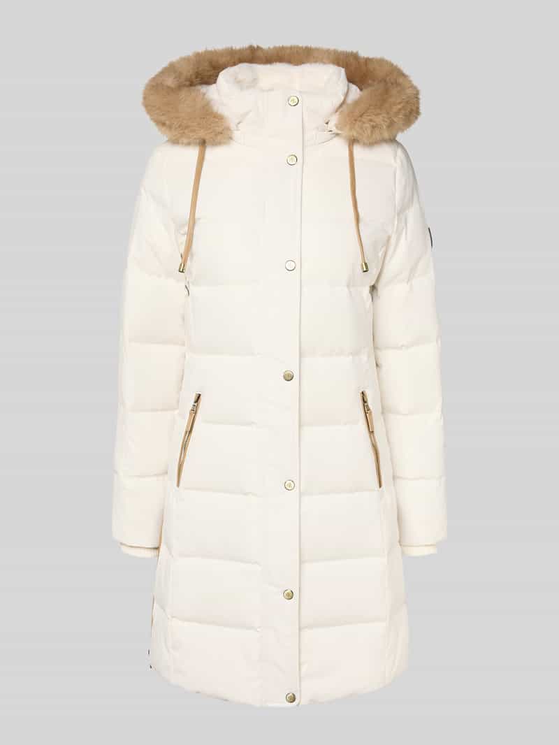 Lauren Ralph Lauren Daunenmantel mit Reißverschlusstaschen in Ecru, Größe L