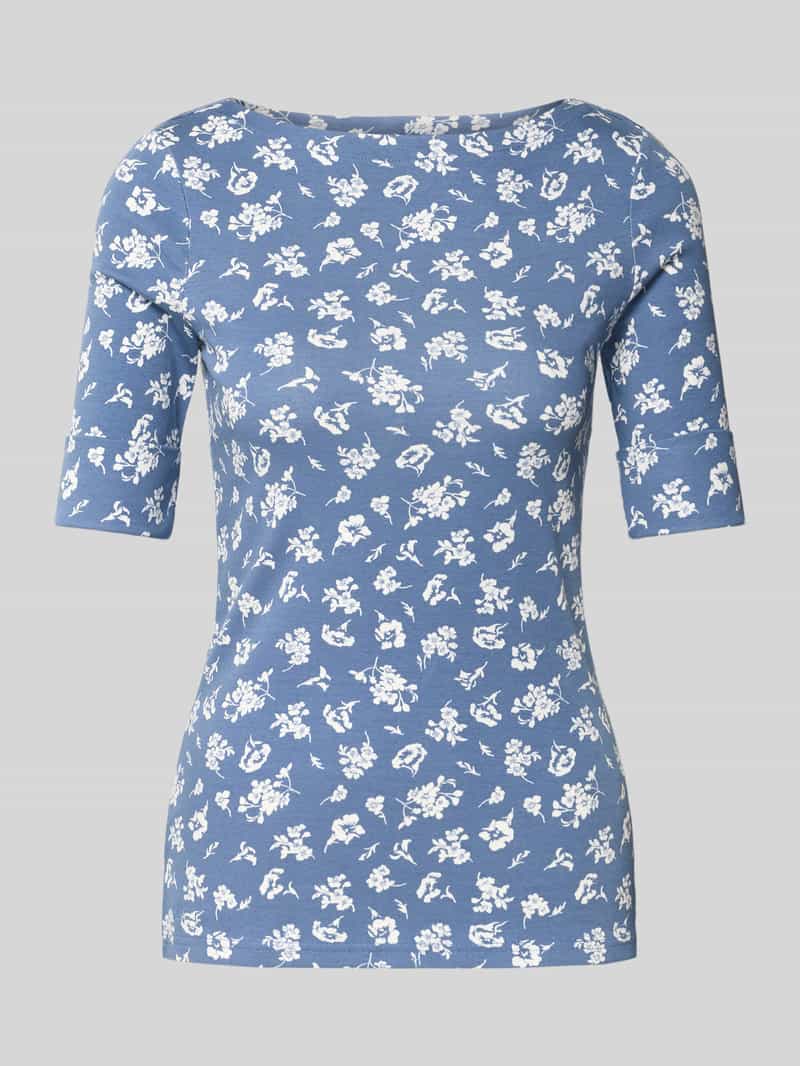 Lauren Ralph Lauren T-Shirt mit 1/2-Arm Modell 'JUDY' in Bleu Melange, Größe L