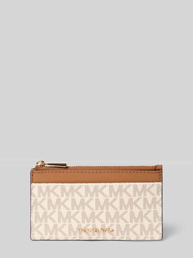 MICHAEL Michael Kors Portemonnaie mit Label-Applikation Modell 'JET SET' in Ecru, Größe 1