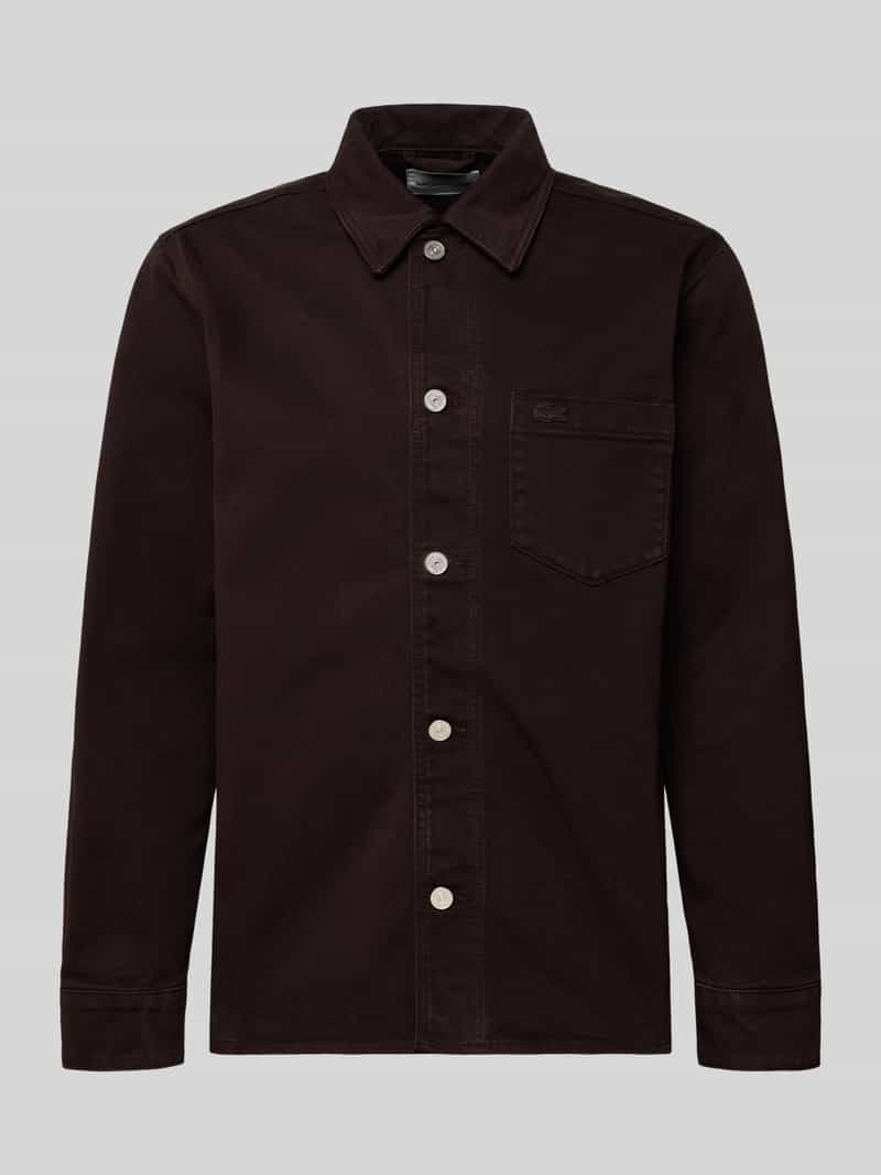 Lacoste Regular Fit Jeansjacke aus reiner Baumwolle in Schoko, Größe L