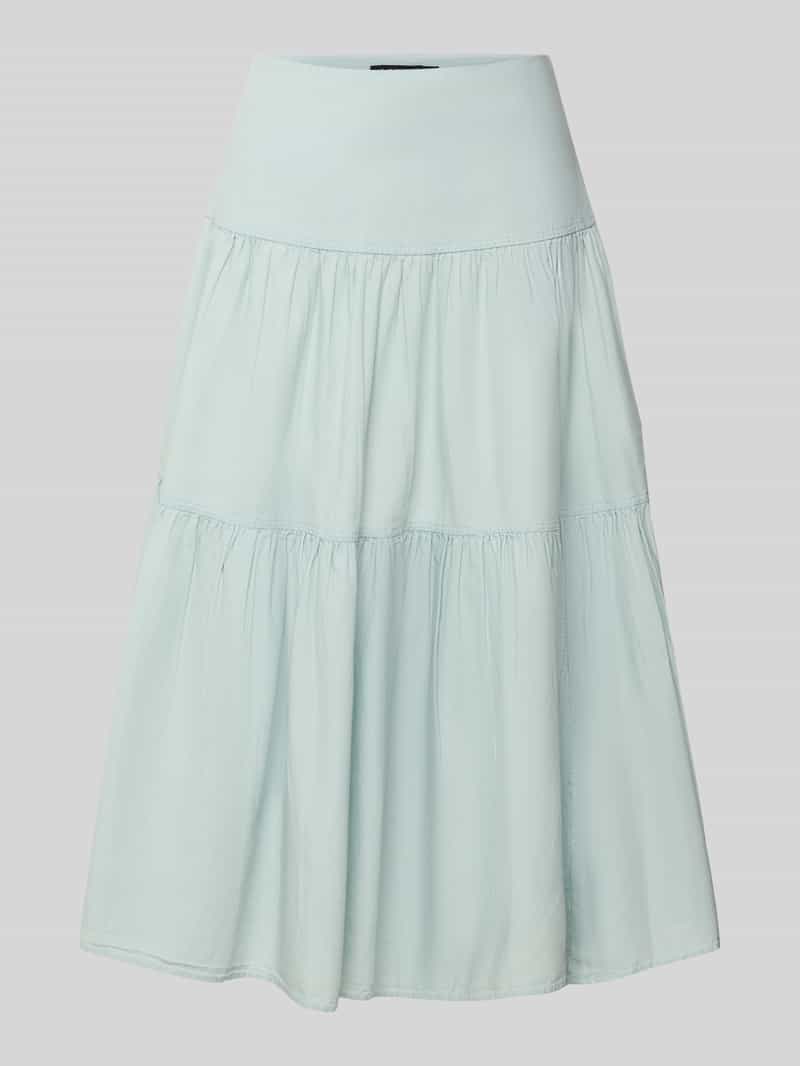 Lauren Ralph Lauren Midirock im Stufen-Look Modell 'TAYVRETTE' in Hellgruen Melange, Größe 36