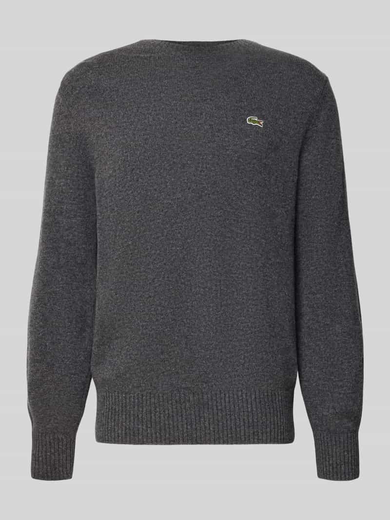 Lacoste Regular Fit Strickpullover aus reiner Wolle in Mittelgrau, Größe M