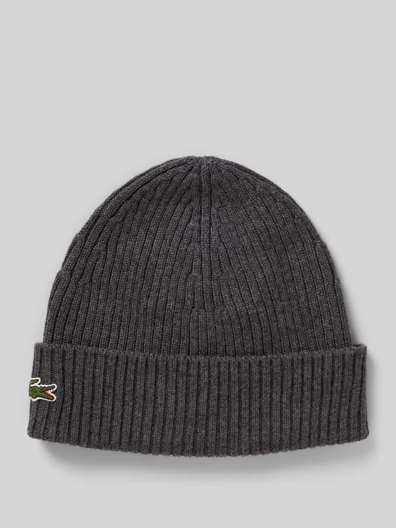 Lacoste Mütze aus reiner Wolle in Anthrazit, Größe 1