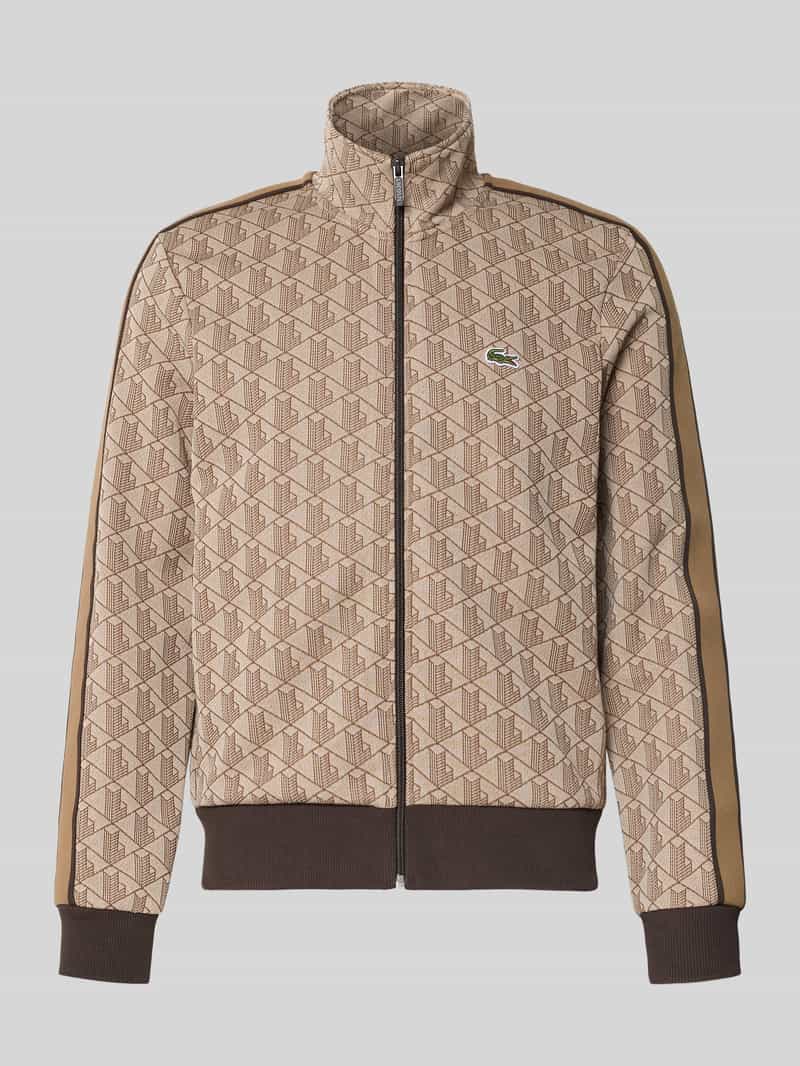 Lacoste Regular Fit Sweatjacke mit Baumwoll-Anteil in Beige, Größe M