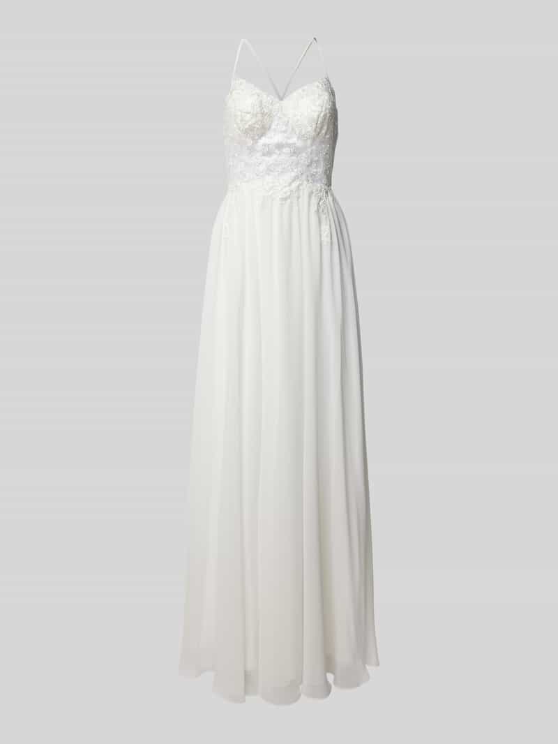 Luxuar Brautkleid mit Perlenbesatz in Offwhite, Größe 34