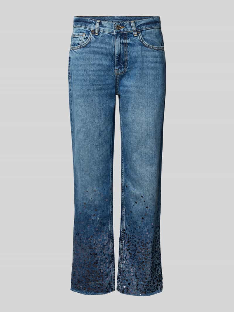 Straight Fit Jeans mit Paillettenbesatz