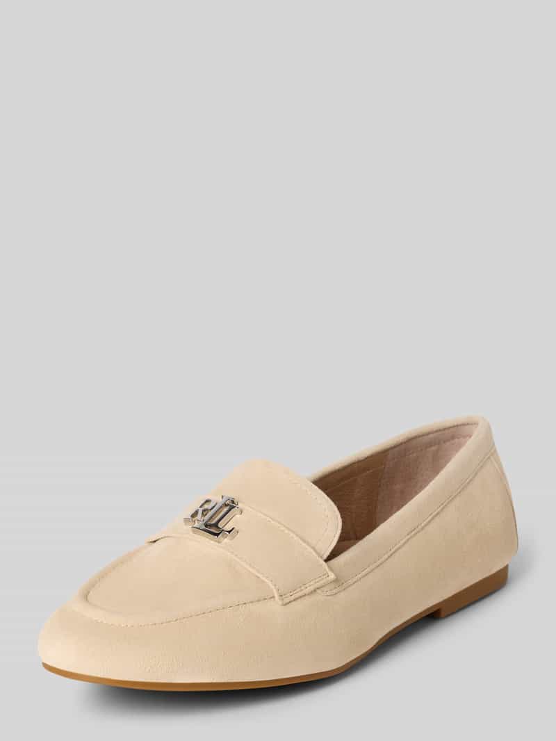 Lauren Ralph Lauren Loafers aus Leder mit Label-Applikation Modell 'AVERI III' in Sand, Größe 37