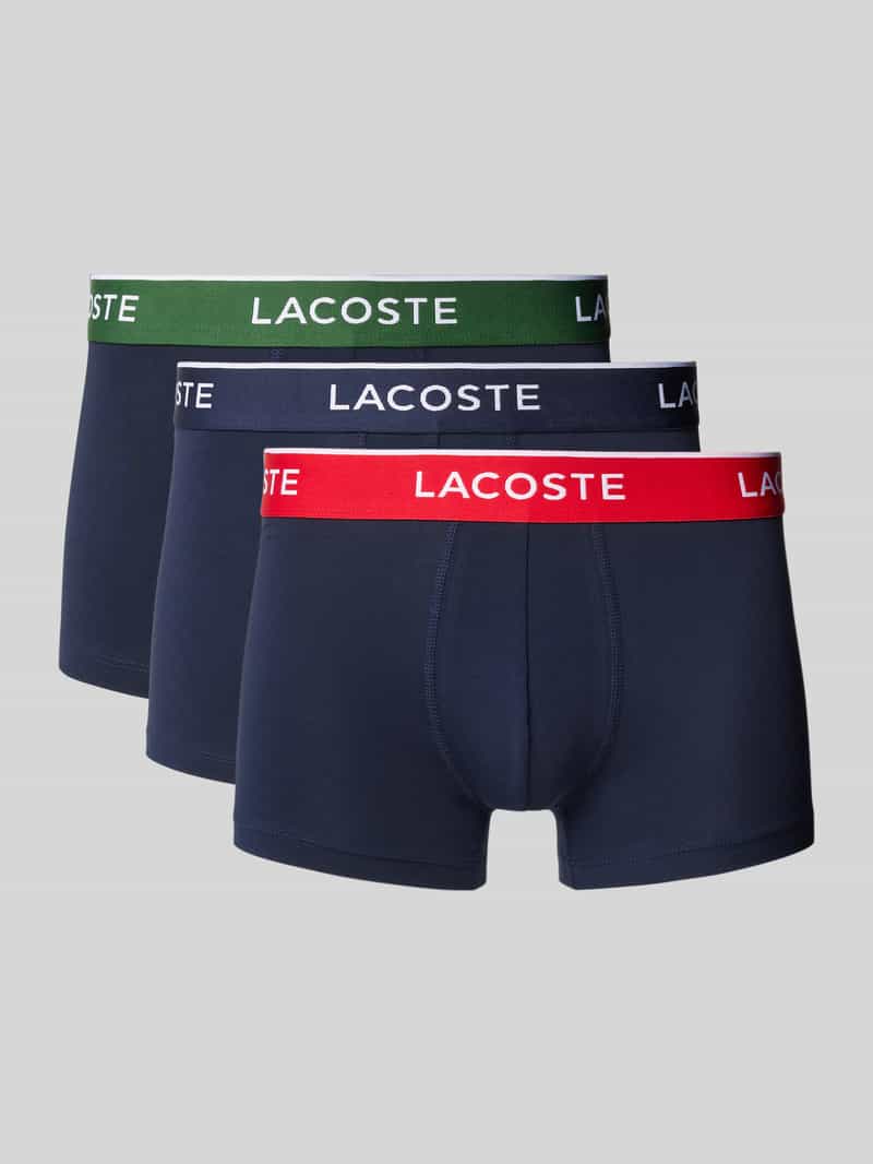 Lacoste Trunks mit elastischem Label-Bund im 3er-Pack in Marine, Größe S