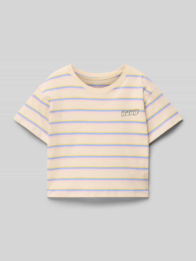 Roxy T-Shirt mit Label-Print Modell 'NEVER SAW BLUE LIKE THAT' in Sand, Größe 140