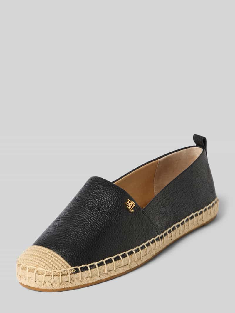Lauren Ralph Lauren Espadrilles aus Leder mit Logo-Detail Modell 'CAMERYN' in Black, Größe 37
