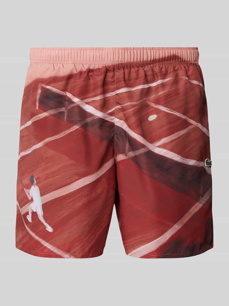 Lacoste Regular Fit Shorts mit Label-Badge in Rostrot, Größe L