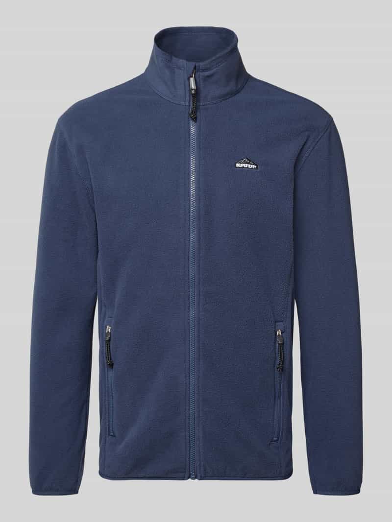 Superdry Fleecejacke mit Stehkragen in Marine, Größe L